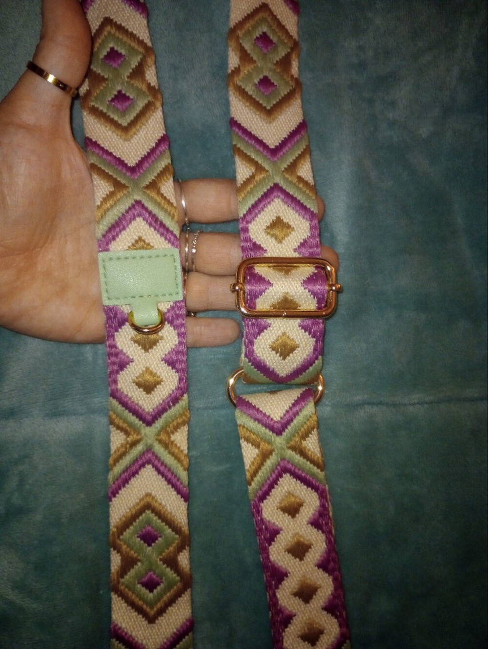 Mint And Pink Design Crossbody Guritar Style Strap with Matching Coin Purse - Picture 4 of 4